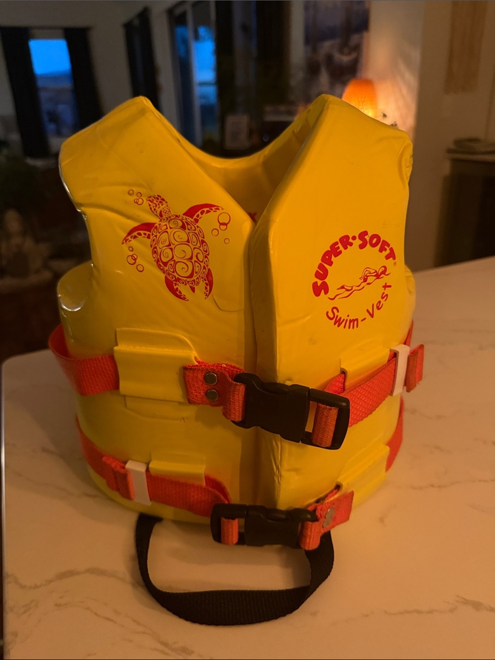 Super-Soft Kids Swim Vest - Yellow with Orange Straps